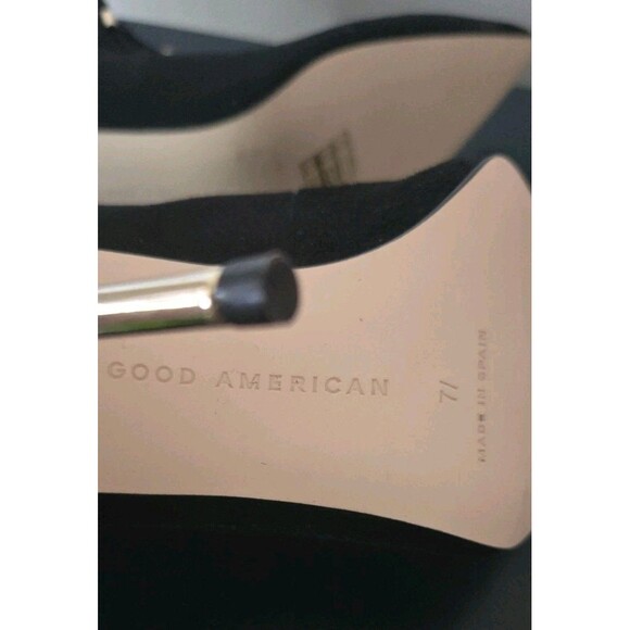 Good American Scandal Lace Up Stilleto Booties Suede Leather Trim Black 7.5 New - Picture 8 of 11
